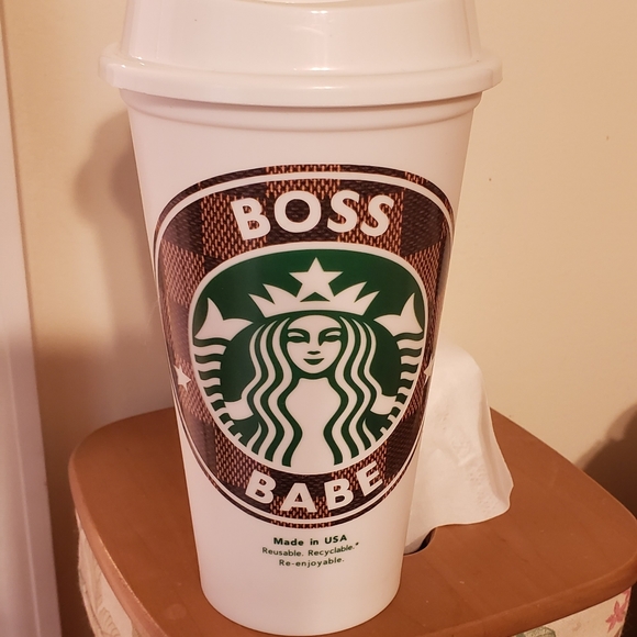 Starbucks Boss Babe Plastic Coffee Cup with Lid - NEVER USED